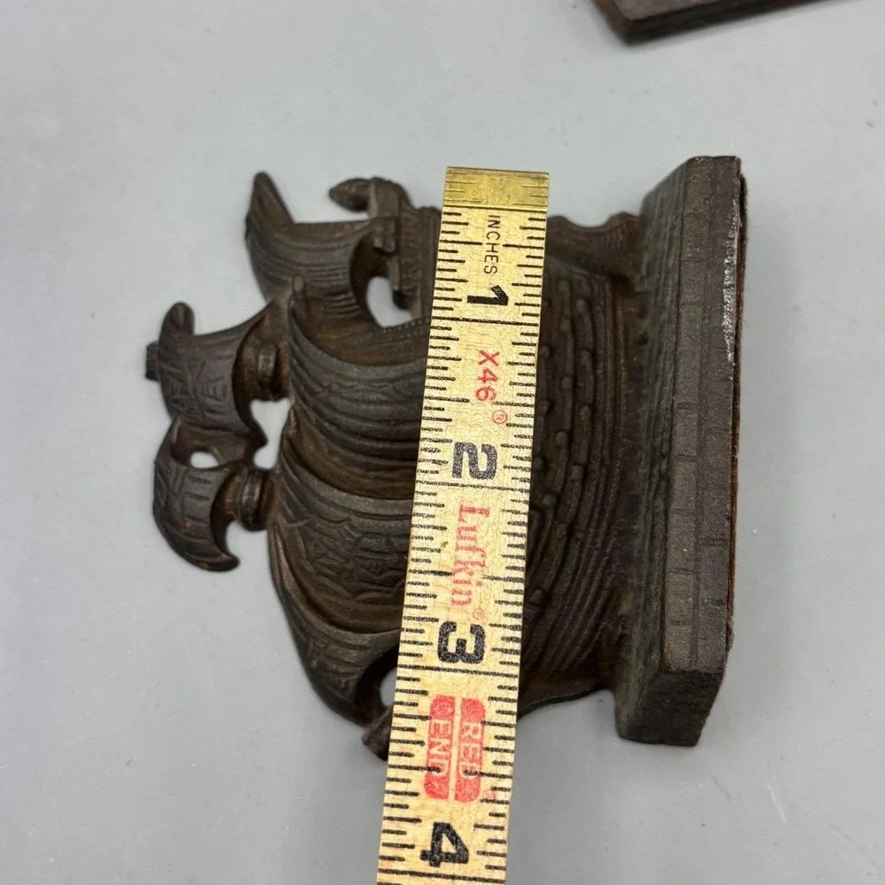 Vintage Cast Iron Sailing Ship Bookends Galleon Nautical Decor Set of‎ 2 Small